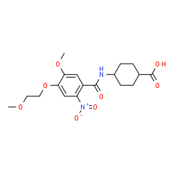 ChemSpider 2D Image | 4-{[5-Methoxy-4-(2-methoxyethoxy)-2-nitrobenzoyl]amino}cyclohexanecarboxylic acid | C18H24N2O8
