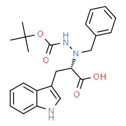 ChemSpider 2D Image | (2S)-2-(1-Benzyl-2-{[(2-methyl-2-propanyl)oxy]carbonyl}hydrazino)-3-(1H-indol-3-yl)propanoic acid | C23H27N3O4