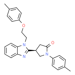 ChemSpider 2D Image | (4S)-4-{1-[2-(4-Methylphenoxy)ethyl]-1H-benzimidazol-2-yl}-1-(4-methylphenyl)-2-pyrrolidinone | C27H27N3O2