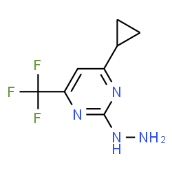 ChemSpider 2D Image | 4-Cyclopropyl-2-hydrazino-6-(trifluoromethyl)pyrimidine | C8H9F3N4