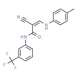 ChemSpider 2D Image | (2Z)-2-Cyano-3-[(4-methylphenyl)amino]-N-[3-(trifluoromethyl)phenyl]acrylamide | C18H14F3N3O