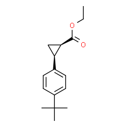 ChemSpider 2D Image | Ethyl (1R,2S)-2-[4-(2-methyl-2-propanyl)phenyl]cyclopropanecarboxylate | C16H22O2