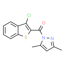ChemSpider 2D Image | 1-(3-chloro-1-benzothiophene-2-carbonyl)-3,5-dimethylpyrazole | C14H11ClN2OS