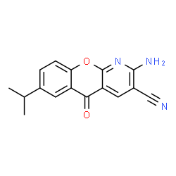 ChemSpider 2D Image | 2-amino-7-isopropyl-5-oxo-5H-chromeno[2,3-b]pyridine-3-carbonitrile | C16H13N3O2