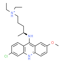 ChemSpider 2D Image | 6-Chloro-9-{[(2S)-5-(diethylammonio)-2-pentanyl]amino}-2-methoxyacridinium | C23H32ClN3O