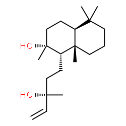 ChemSpider 2D Image | (1S,2R,4aS,8aS)-1-[(3S)-3-Hydroxy-3-methyl-4-penten-1-yl]-2,5,5,8a-tetramethyldecahydro-2-naphthalenol | C20H36O2
