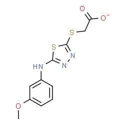 ChemSpider 2D Image | ({5-[(3-Methoxyphenyl)amino]-1,3,4-thiadiazol-2-yl}sulfanyl)acetate | C11H10N3O3S2