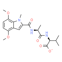 ChemSpider 2D Image | (2S)-2-({N-[(4,7-Dimethoxy-1-methyl-1H-indol-2-yl)carbonyl]-L-alanyl}amino)-3-methylbutanoate | C20H26N3O6