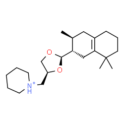 ChemSpider 2D Image | 1-({(2R,4S)-2-[(2S,3S)-3,8,8-Trimethyl-1,2,3,4,5,6,7,8-octahydro-2-naphthalenyl]-1,3-dioxolan-4-yl}methyl)piperidinium | C22H38NO2