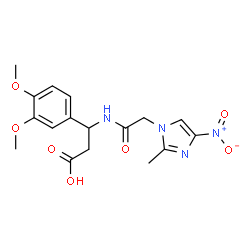 ChemSpider 2D Image | 3-(3,4-Dimethoxyphenyl)-3-{[(2-methyl-4-nitro-1H-imidazol-1-yl)acetyl]amino}propanoic acid | C17H20N4O7