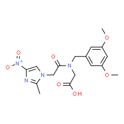 ChemSpider 2D Image | N-(3,5-Dimethoxybenzyl)-N-[(2-methyl-4-nitro-1H-imidazol-1-yl)acetyl]glycine | C17H20N4O7