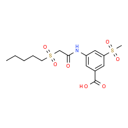 ChemSpider 2D Image | 3-(Methylsulfonyl)-5-{[(pentylsulfonyl)acetyl]amino}benzoic acid | C15H21NO7S2