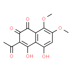 ChemSpider 2D Image | 3-Acetyl-4,5-dihydroxy-7,8-dimethoxy-1,2-naphthalenedione | C14H12O7