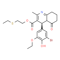 ChemSpider 2D Image | 2-(Ethylsulfanyl)ethyl (4S)-4-(3-bromo-5-ethoxy-4-hydroxyphenyl)-2-methyl-5-oxo-4,4a,5,6,7,8-hexahydro-3-quinolinecarboxylate | C23H28BrNO5S