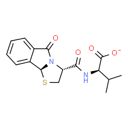 ChemSpider 2D Image | (2R)-3-Methyl-2-({[(3R,9bS)-5-oxo-2,3,5,9b-tetrahydro[1,3]thiazolo[2,3-a]isoindol-3-yl]carbonyl}amino)butanoate | C16H17N2O4S