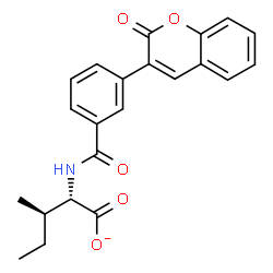 ChemSpider 2D Image | (2S,3R)-3-Methyl-2-{[3-(2-oxo-2H-chromen-3-yl)benzoyl]amino}pentanoate | C22H20NO5