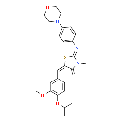 ChemSpider 2D Image | (2Z,5E)-5-(4-Isopropoxy-3-methoxybenzylidene)-3-methyl-2-{[4-(4-morpholinyl)phenyl]imino}-1,3-thiazolidin-4-one | C25H29N3O4S