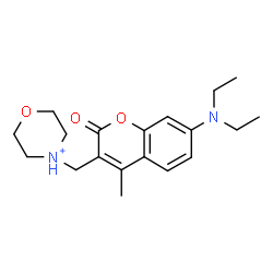 ChemSpider 2D Image | 4-{[7-(Diethylamino)-4-methyl-2-oxo-2H-chromen-3-yl]methyl}morpholin-4-ium | C19H27N2O3