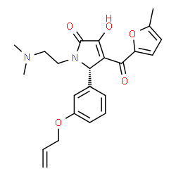 ChemSpider 2D Image | (5S)-5-[3-(Allyloxy)phenyl]-1-[2-(dimethylamino)ethyl]-3-hydroxy-4-(5-methyl-2-furoyl)-1,5-dihydro-2H-pyrrol-2-one | C23H26N2O5