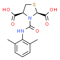 ChemSpider 2D Image | (2S,4S)-3-[(2,6-Dimethylphenyl)carbamoyl]-1,3-thiazolidine-2,4-dicarboxylic acid | C14H16N2O5S