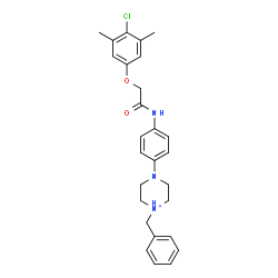 ChemSpider 2D Image | 1-Benzyl-4-(4-{[(4-chloro-3,5-dimethylphenoxy)acetyl]amino}phenyl)piperazin-1-ium | C27H31ClN3O2