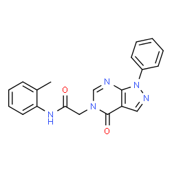 ChemSpider 2D Image | N-(2-Methylphenyl)-2-(4-oxo-1-phenyl-1,4-dihydro-5H-pyrazolo[3,4-d]pyrimidin-5-yl)acetamide | C20H17N5O2