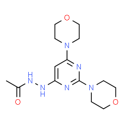 ChemSpider 2D Image | N'-[2,6-Di(4-morpholinyl)-4-pyrimidinyl]acetohydrazide | C14H22N6O3