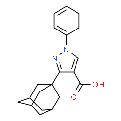 ChemSpider 2D Image | 3-(adamantan-1-yl)-1-phenylpyrazole-4-carboxylic acid | C20H22N2O2