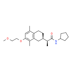 ChemSpider 2D Image | (2S)-N-Cyclopentyl-2-[(2R)-7-(2-methoxyethoxy)-5,8-dimethyl-1,2,3,4-tetrahydro-2-naphthalenyl]propanamide | C23H35NO3