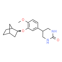 ChemSpider 2D Image | 5-{3-[(2S)-Bicyclo[2.2.1]hept-2-yloxy]-4-methoxyphenyl}tetrahydro-2(1H)-pyrimidinone | C18H24N2O3