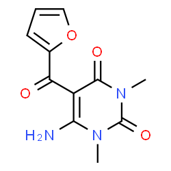 ChemSpider 2D Image | 6-Amino-5-(2-furoyl)-1,3-dimethyl-2,4(1H,3H)-pyrimidinedione | C11H11N3O4