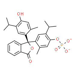 ChemSpider 2D Image | 4-[(1S)-1-(4-Hydroxy-5-isopropyl-2-methylphenyl)-3-oxo-1,3-dihydro-2-benzofuran-1-yl]-2-isopropyl-5-methylphenyl phosphate | C28H29O7P