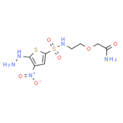 ChemSpider 2D Image | 2-(2-{[(5-Hydrazino-4-nitro-2-thienyl)sulfonyl]amino}ethoxy)acetamide | C8H13N5O6S2