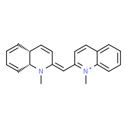 ChemSpider 2D Image | 1-Methyl-2-{(E)-[(4aR,8aR)-1-methyl-4a,8a-dihydro-2(1H)-quinolinylidene]methyl}quinolinium | C21H21N2