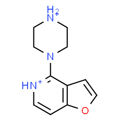 ChemSpider 2D Image | 4-(Piperazin-4-ium-1-yl)furo[3,2-c]pyridin-5-ium | C11H15N3O
