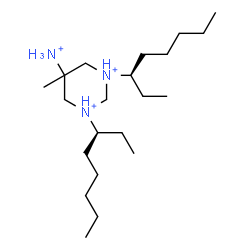 ChemSpider 2D Image | 5-Ammonio-5-methyl-1-[(3R)-3-octanyl]-3-[(3S)-3-octanyl]hexahydropyrimidinediium | C21H48N3