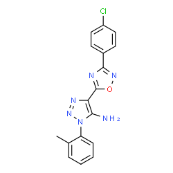 ChemSpider 2D Image | 4-[3-(4-Chlorophenyl)-1,2,4-oxadiazol-5-yl]-1-(2-methylphenyl)-1H-1,2,3-triazol-5-amine | C17H13ClN6O