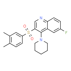 ChemSpider 2D Image | 3-[(3,4-Dimethylphenyl)sulfonyl]-6-fluoro-4-(1-piperidinyl)quinoline | C22H23FN2O2S