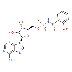 ChemSpider 2D Image | 5'-O-[(2-Hydroxybenzoyl)sulfamoyl]adenosine | C17H18N6O8S