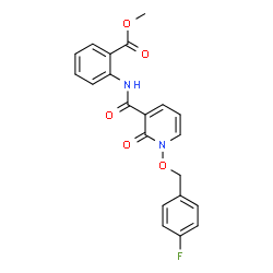 ChemSpider 2D Image | Methyl 2-[({1-[(4-fluorobenzyl)oxy]-2-oxo-1,2-dihydro-3-pyridinyl}carbonyl)amino]benzoate | C21H17FN2O5
