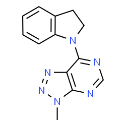 ChemSpider 2D Image | 7-(2,3-Dihydro-1H-indol-1-yl)-3-methyl-3H-[1,2,3]triazolo[4,5-d]pyrimidine | C13H12N6