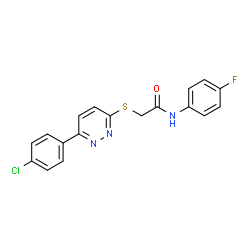 ChemSpider 2D Image | 2-{[6-(4-Chlorophenyl)-3-pyridazinyl]sulfanyl}-N-(4-fluorophenyl)acetamide | C18H13ClFN3OS