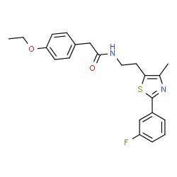 ChemSpider 2D Image | 2-(4-Ethoxyphenyl)-N-{2-[2-(3-fluorophenyl)-4-methyl-1,3-thiazol-5-yl]ethyl}acetamide | C22H23FN2O2S