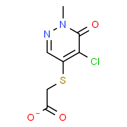 ChemSpider 2D Image | [(5-Chloro-1-methyl-6-oxo-1,6-dihydro-4-pyridazinyl)sulfanyl]acetate | C7H6ClN2O3S
