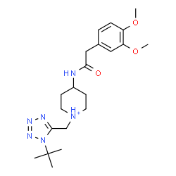 ChemSpider 2D Image | 4-{[(3,4-Dimethoxyphenyl)acetyl]amino}-1-{[1-(2-methyl-2-propanyl)-1H-tetrazol-5-yl]methyl}piperidinium | C21H33N6O3