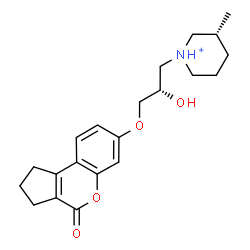 ChemSpider 2D Image | (3R)-1-{(2S)-2-Hydroxy-3-[(4-oxo-1,2,3,4-tetrahydrocyclopenta[c]chromen-7-yl)oxy]propyl}-3-methylpiperidinium | C21H28NO4
