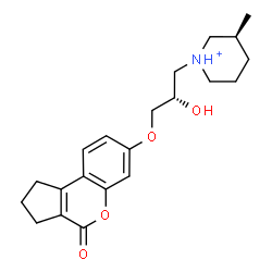 ChemSpider 2D Image | (3S)-1-{(2S)-2-Hydroxy-3-[(4-oxo-1,2,3,4-tetrahydrocyclopenta[c]chromen-7-yl)oxy]propyl}-3-methylpiperidinium | C21H28NO4