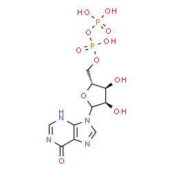 ChemSpider 2D Image | 9-{5-O-[Hydroxy(phosphonooxy)phosphoryl]-D-ribofuranosyl}-3,9-dihydro-6H-purin-6-one | C10H14N4O11P2