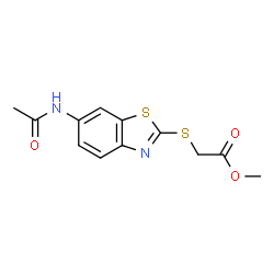 ChemSpider 2D Image | Methyl 2-[[6-(acetylamino)-2-benzothiazolyl]thio]acetate | C12H12N2O3S2