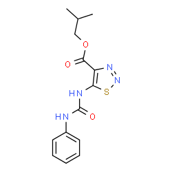 ChemSpider 2D Image | Isobutyl 5-[(phenylcarbamoyl)amino]-1,2,3-thiadiazole-4-carboxylate | C14H16N4O3S
